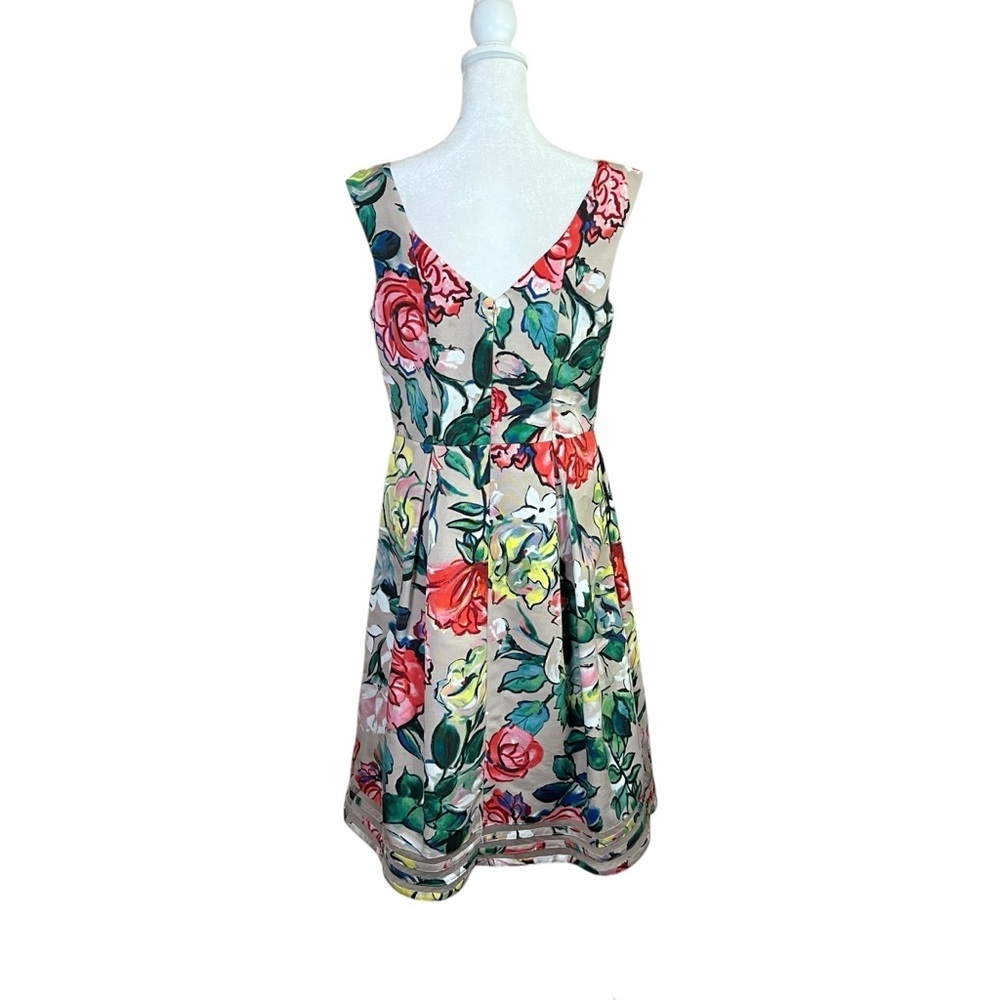 Adrianna Papell Multicolor Floral Boatneck Midi Dress - Picture 15 of 16
